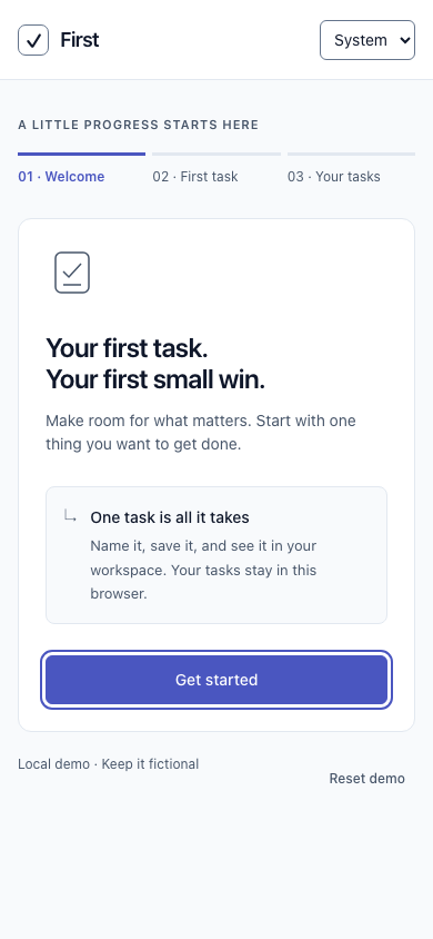 Finished onboarding welcome with Get started button